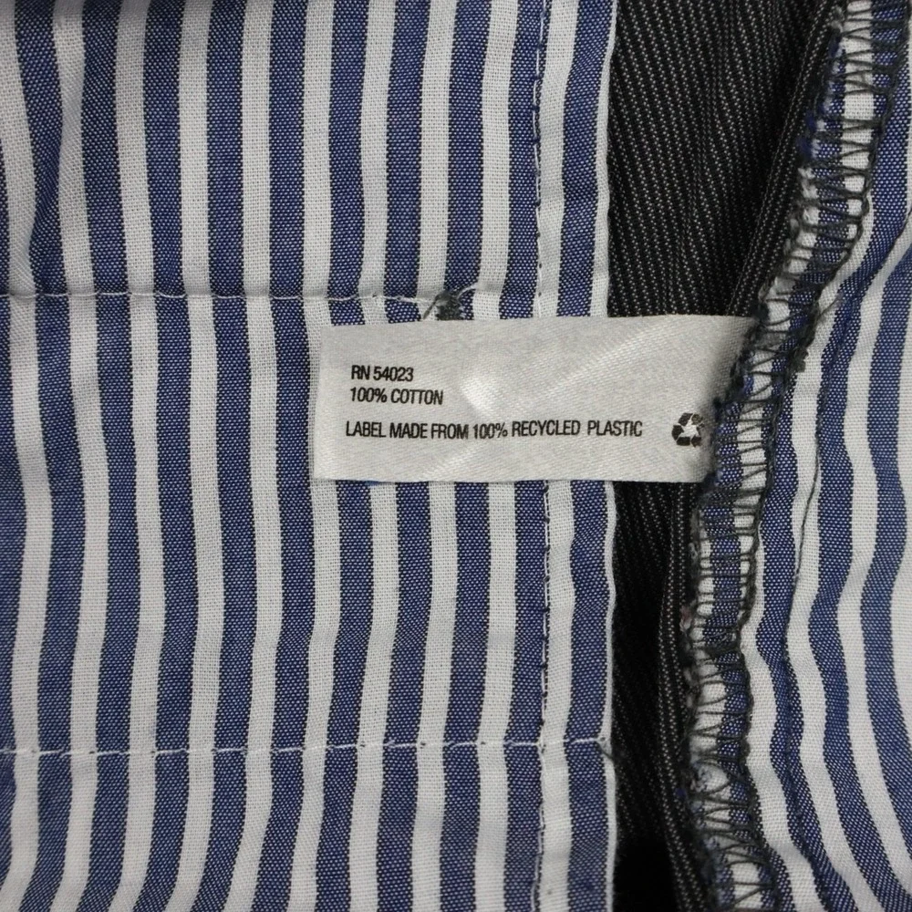 Gap Pants Mens 34x32 Tailored Khakis Straight Fit Cotton Flat Front Gray Striped
